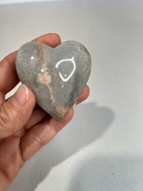 Polished black moon stone Heart Stone - Gray with Tan Vein